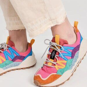 NEW FLOWER MOUNTAIN Washi Sneakers in Orange/green for women 825 12m7